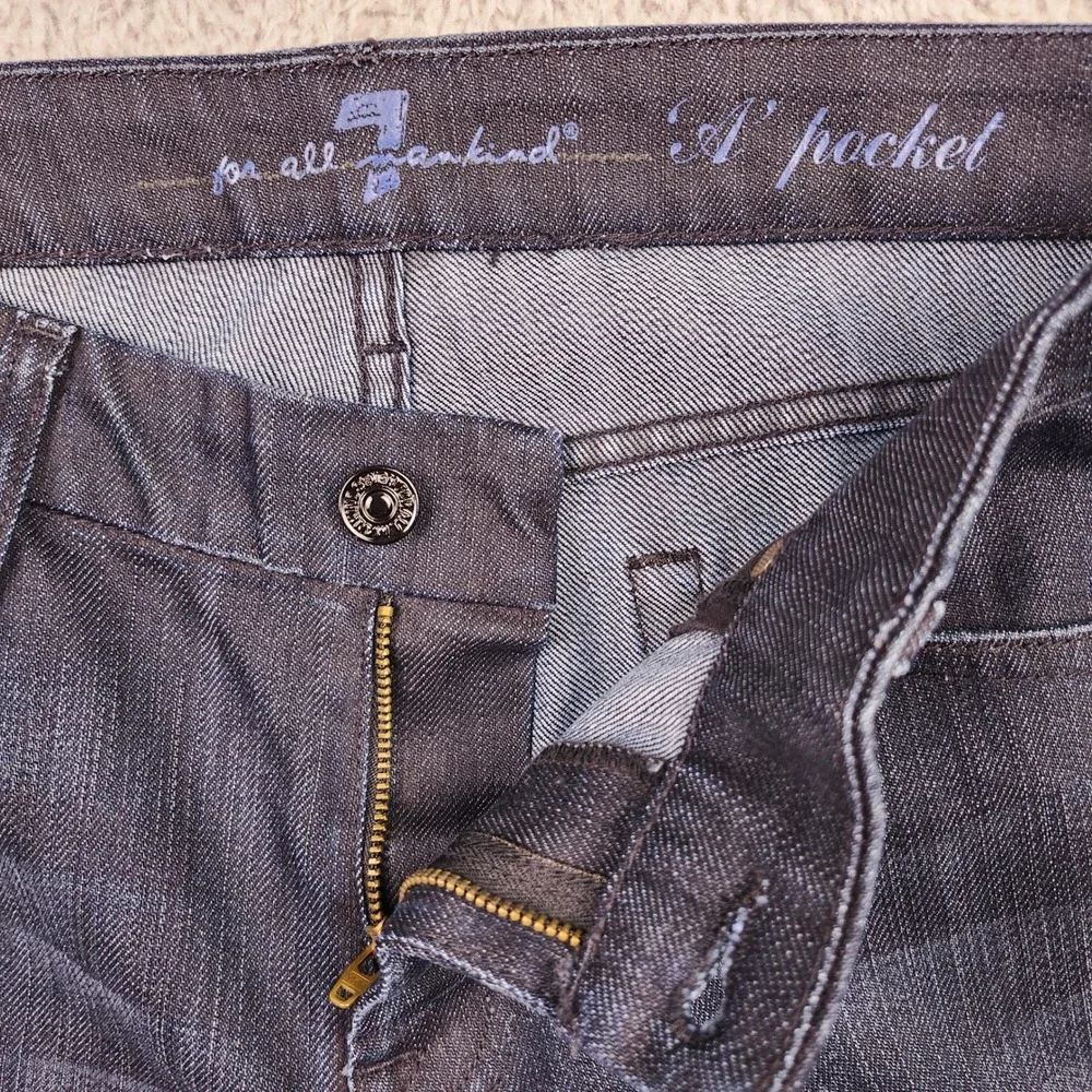 7 For All Mankind Jeans Women 31 Dark Blue A Pocket Studded Flare Y2K Streetwear